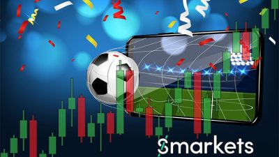 Smarkets sports betting and trading platform showing live football match updates with market charts.