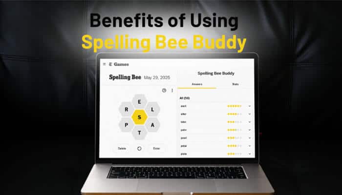 Benefits of Using Spelling Bee Buddy - Live Casino Magic - Live CasinoMagic Spelling Bee Buddy displayed on a laptop featuring an interactive spelling puzzle, word finder, and answer assistant that helps students, educators, and word game enthusiasts improve vocabulary, strengthen spelling accuracy, and solve daily spelling challenges efficiently.