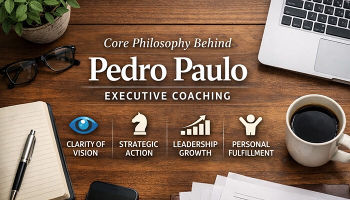 Core Philosophy Behind Pedro Paulo Executive Coaching - Live Casino Magic - Live CasinoMagic Pedro Paulo executive coaching concept showing clarity, strategy, leadership growth, and success on a professional desk setup.