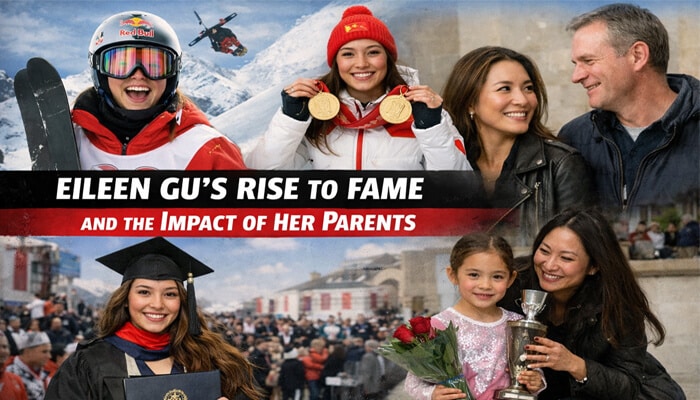 Eileen Gu’s Rise to Fame and the Impact of Her Parents - Live Casino Magic - Live CasinoMagic Eileen Gu with her parents, highlighting their influence on her rise to fame in skiing.”