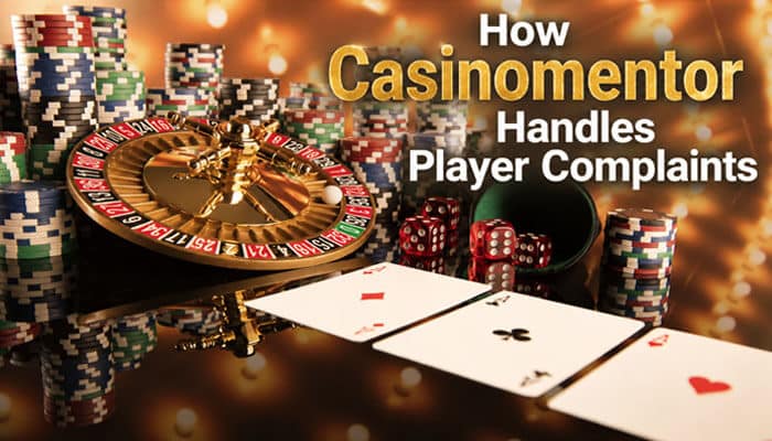 How Casinomentor Handles Player Complaints - Live Casino Magic - Live CasinoMagic How Casinomentor Handles Player Complaints. A roulette wheel and playing cards, symbolizing fair gaming practices, with a focus on Casinomentor’s role in resolving player issues.
