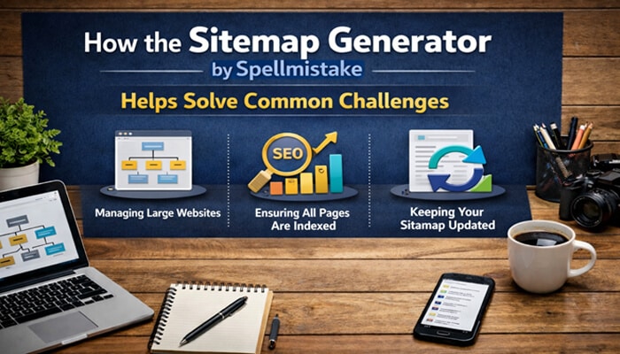 How the Sitemap Generator by Spellmistake Helps Solve Common Challenges - Live Casino Magic - Live CasinoMagic Image showing how the 'Sitemap Generator by Spellmistake' solves website challenges like SEO improvements, broken link detection, and site updates.