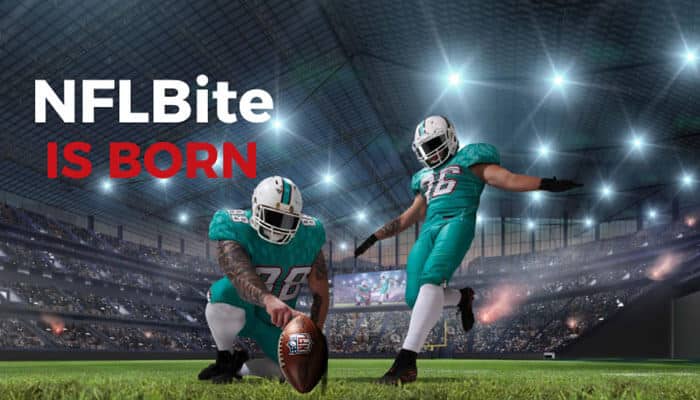 NFLBite Is Born - Live Casino Magic - Live CasinoMagic NFL players celebrating a touchdown in a stadium, showcasing nflbite as the premier platform for streaming live NFL games online