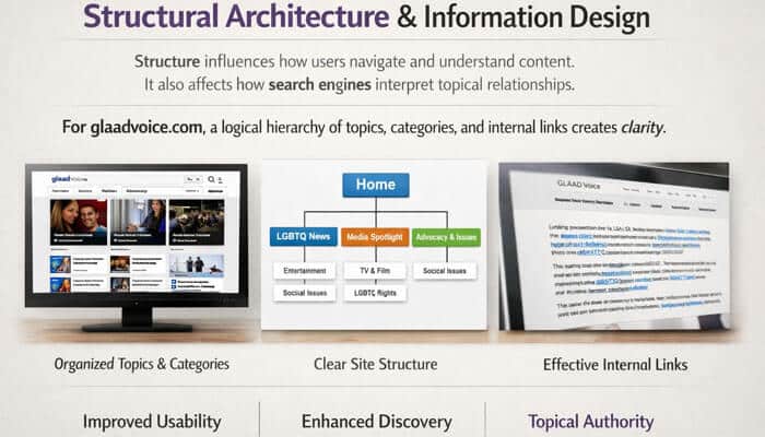 Structural Architecture and Information Design - Live Casino Magic - Live CasinoMagic glaadvoice.com Structural Architecture & Information Design: This infographic demonstrates how glaadvoice.com utilizes logical organization of topics, categories, and internal links to enhance user navigation and SEO. It emphasizes the importance of a clear site structure, improved usability, and internal linking for better discovery and topical authority.