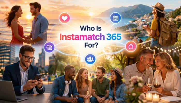 Who Is Instamatch 365 For - Live Casino Magic - Live CasinoMagic Instamatch 365: diverse individuals connecting through the app in various social settings.