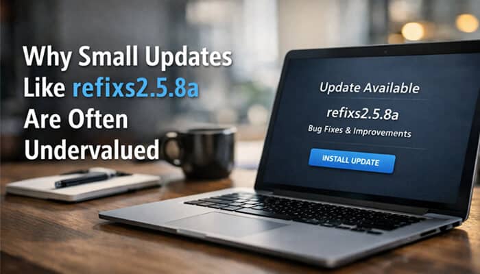 Why Small Updates Like refixs25 - Live Casino Magic - Live CasinoMagic Refixs2.5.8a software update notification displayed on a laptop screen highlighting bug fixes, performance improvements, and system stability enhancements, illustrating why small updates like refixs2.5.8a are often undervalued in maintaining secure and efficient digital environments.
