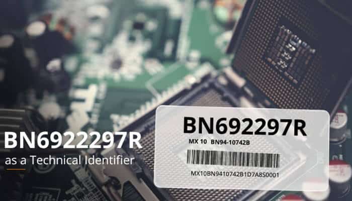 bn6922297r as a Technical Identifier - Live Casino Magic - Live CasinoMagic bn6922297r technical identifier label displayed on advanced motherboard hardware with processor socket, barcode tracking, and electronic circuitry used in Samsung TV component identification and electronics manufacturing systems.