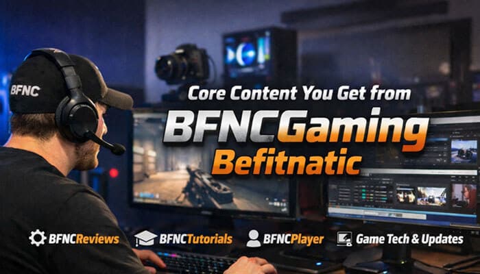 Core Content You Get from BFNCGaming Befitnatic - Live Casino Magic - Live CasinoMagic BFNCGaming Gaming Info from Befitnatic showcasing core content ecosystem with gamer using dual-monitor setup, highlighting BFNCReviews, BFNCTutorials, BFNCPlayer, and game tech updates for data-driven gameplay strategies and performance optimization in 2025