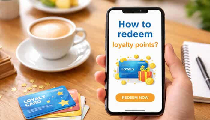 How to redeem loyalty points? - Live Casino Magic - Live CasinoMagic Mobile screen showing how to redeem loyalty points in Monopoly Go Tycoon Club, with rewards and gifts illustrated on a loyalty card, encouraging players to redeem their points.