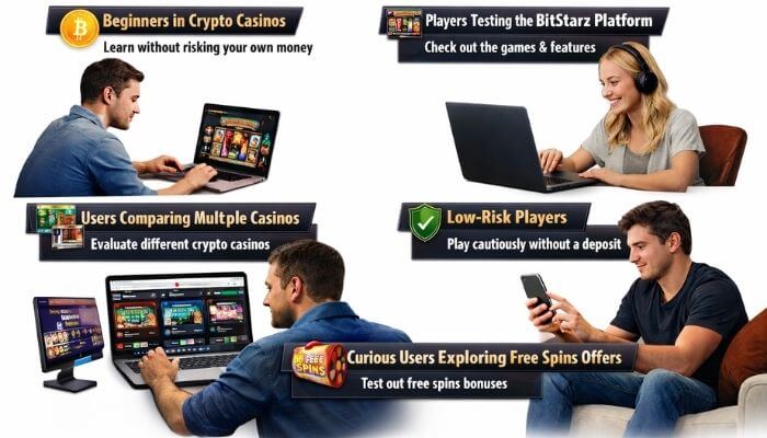Who Should Use the BitStarz No Deposit Bonus in 2026 1 - Live CasinoMagic Who should use BitStarz No Deposit Bonus including beginners, low-risk players, and users comparing crypto casinos
