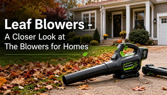 Leaf Blowers - A Closer Look at The Blowers for Homes - Live Casino Magic - Live CasinoMagic The Blowers for home lawn care showing a cordless leaf blower clearing autumn leaves from a driveway, ideal for garden cleaning and outdoor maintenance.
