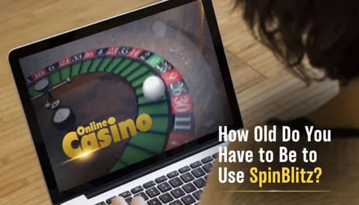 How Old Do You Have to Be to Use SpinBlitz - Live Casino Magic - Live CasinoMagic SpinBlitz Casino age requirement shown on a laptop with casino-style roulette gameplay, explaining that eligible U.S. users must be 21 or older.