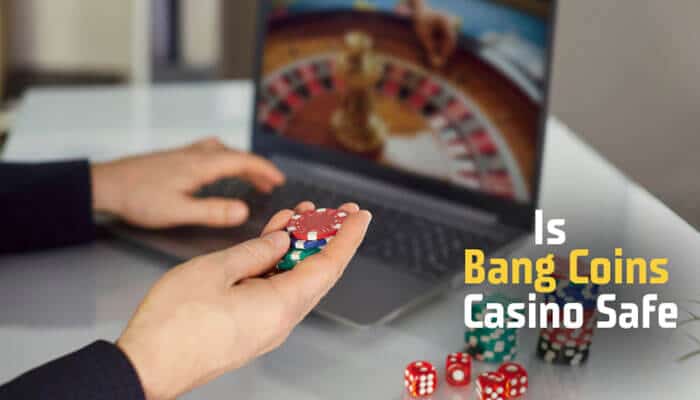 Is Bang Coins Casino Safe - Tycoonstory - Live CasinoMagic Bang Coins Casino safety graphic showing a player holding casino chips beside an online roulette game, highlighting security, verification, and safe-play considerations.