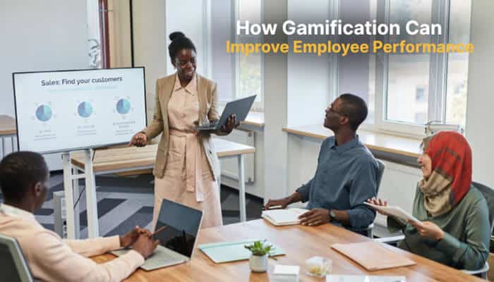How Gamification Can Improve Employee Performance - Live Casino Magic - Live CasinoMagic GamificationSummit Xendit Work showing employees collaborating during a workplace gamification session focused on improving employee performance, productivity, engagement, teamwork, and digital innovation through modern business strategies